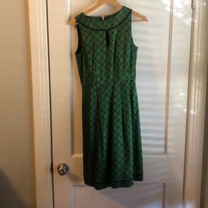 Silk black and green keyhole dress